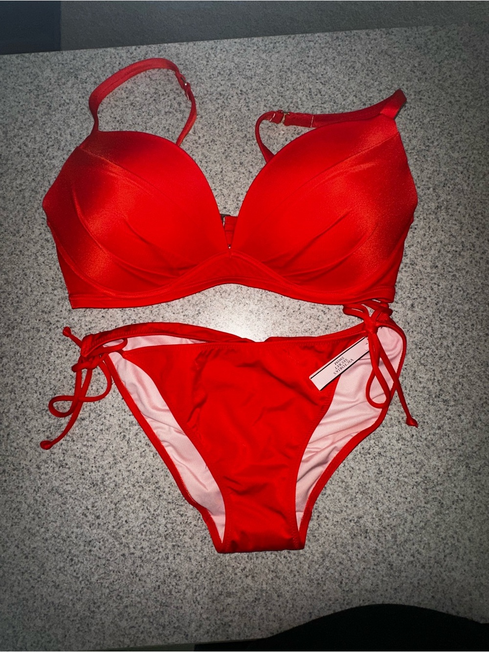 NWOT Victoria’s Secret orange/red Convertible Push-up Swim bikini 36D Large